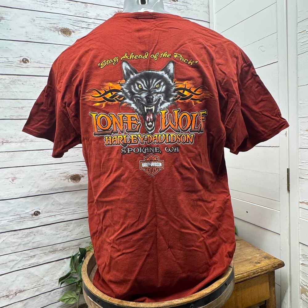 Harley-Davidson Lone Wolf Pack XL Tee Shirt SPOKANE WASHINGTON VTG Classic Ride